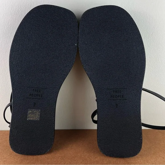 NEW FREE PEOPLE BLACK LEATHER STRAPPY PLATFORM SANDALS - Picture 12 of 13